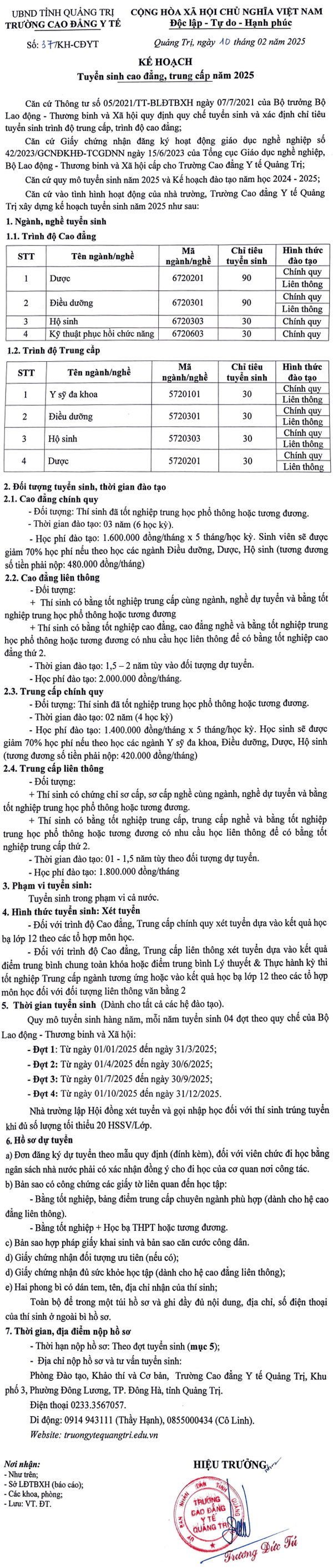 Trường Cao Đẳng Y Tế Quảng Trị