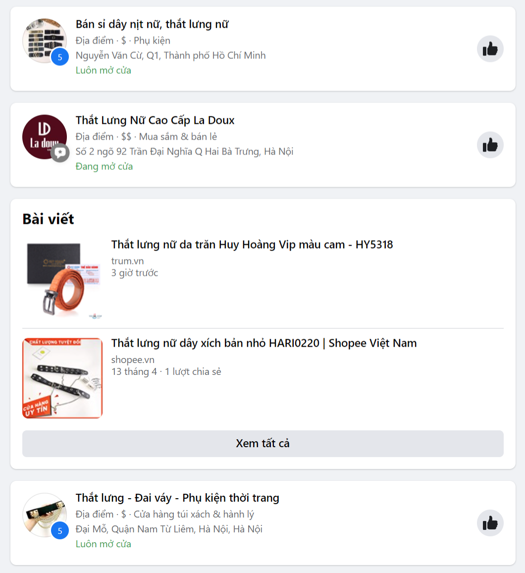 target thắt lưng nữ: danh sách đối thủ 2